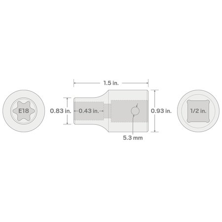 Tekton 1/2 Inch Drive x E18 External Star Impact Socket SID22418